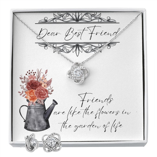 Dear Best Friend - Lovers Knot Necklace & Earring Set