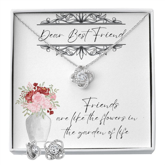 Dear Best Friend - Lovers Knot Necklace & Earring Set