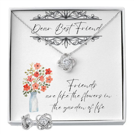 Dear Best Friend - Lovers Knot Necklace & Earring Set