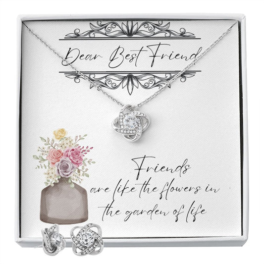 Dear Best Friend - Lovers Knot Necklace & Earring Set