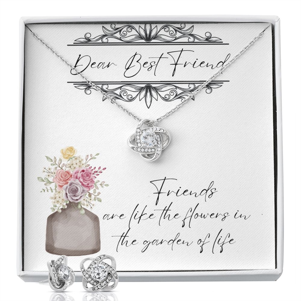 Dear Best Friend - Lovers Knot Necklace & Earring Set