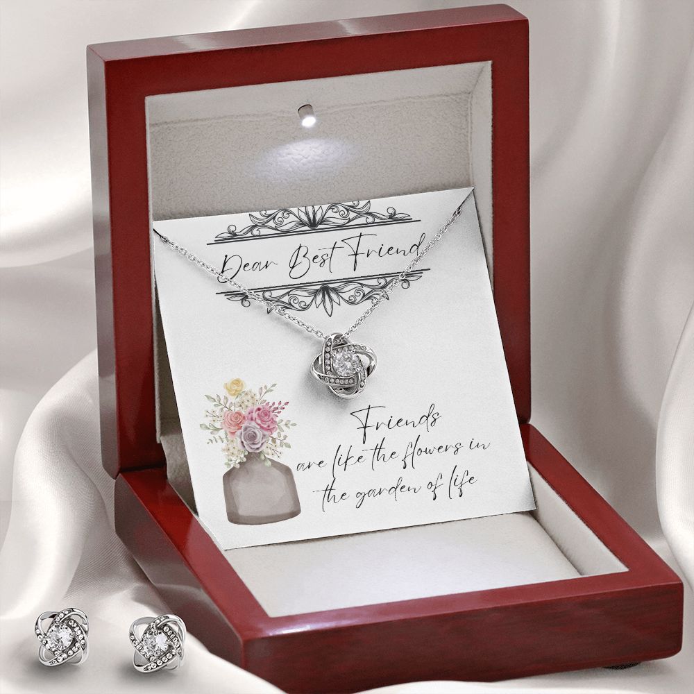 Dear Best Friend - Lovers Knot Necklace & Earring Set
