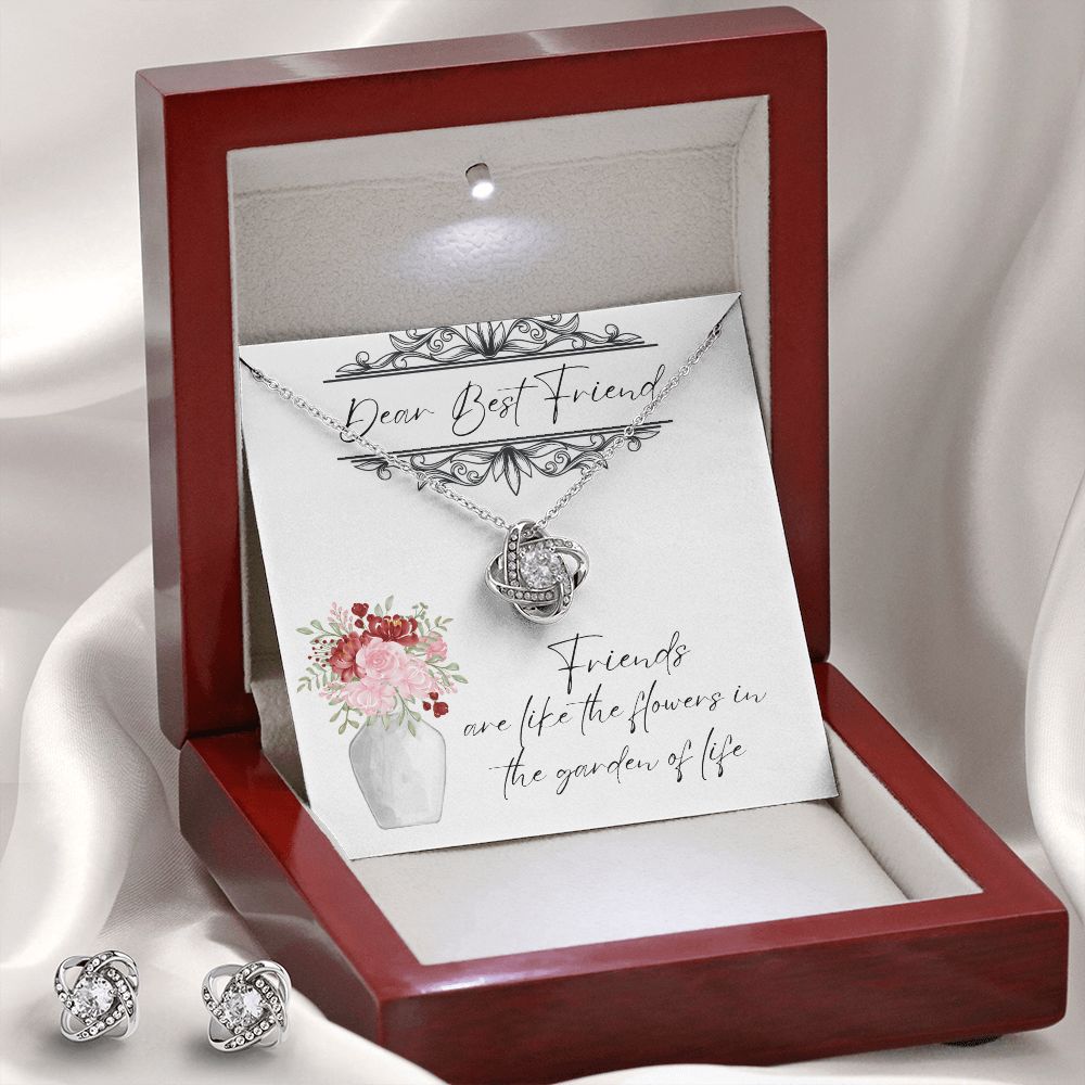 Dear Best Friend - Lovers Knot Necklace & Earring Set