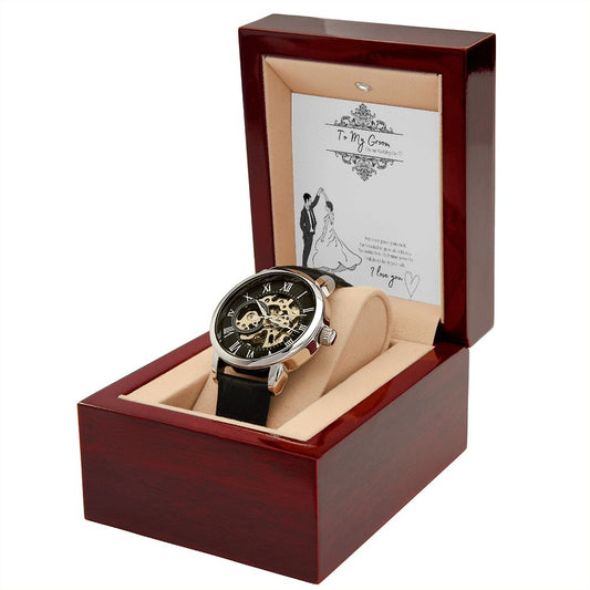 To My Groom - Men's Openwork Watch