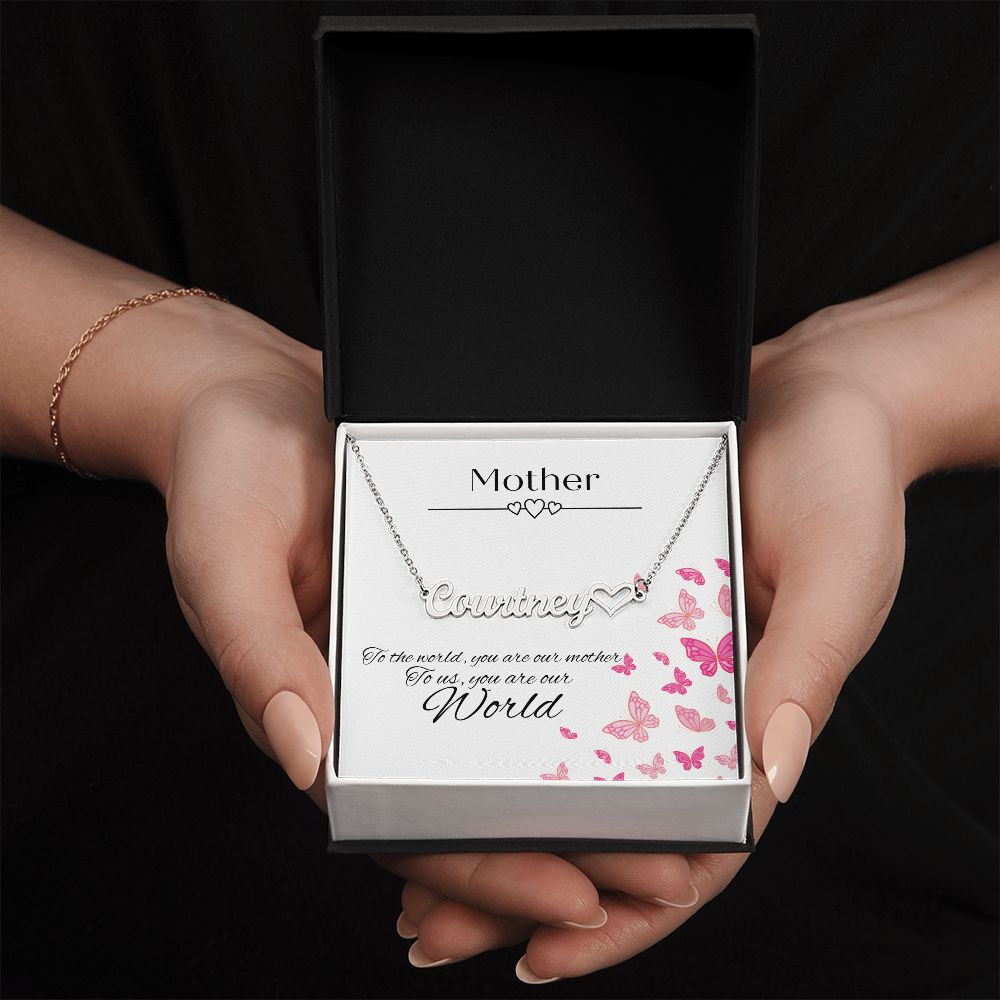 Personalised Name Necklace With Heart & Message Card