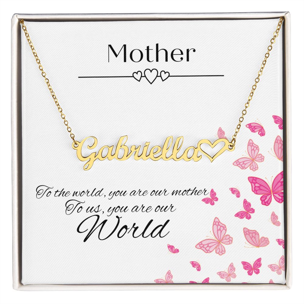 Personalised Name Necklace With Heart & Message Card