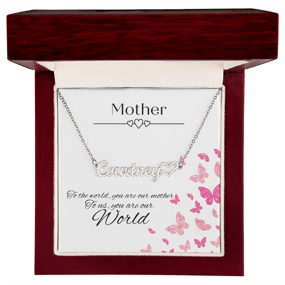 Personalised Name Necklace With Heart & Message Card