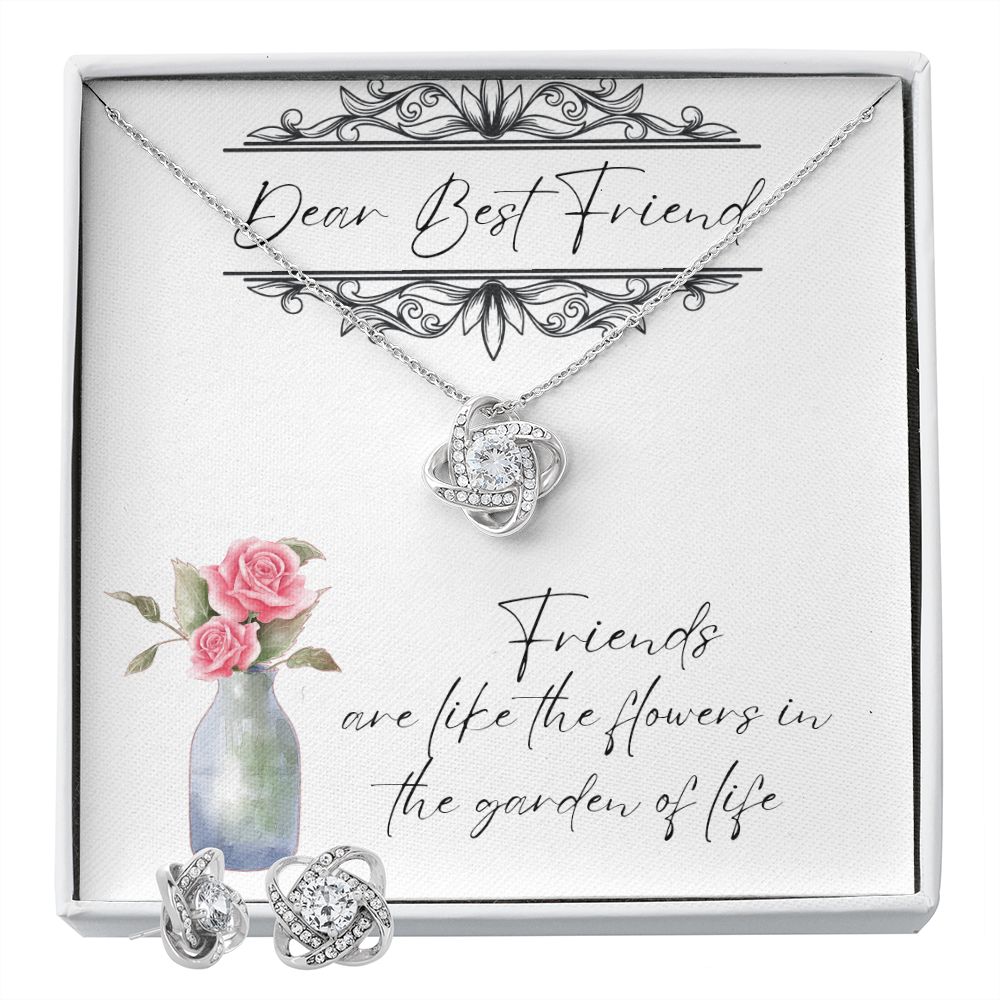Dear Best Friend - Lovers Knot Necklace & Earring Set