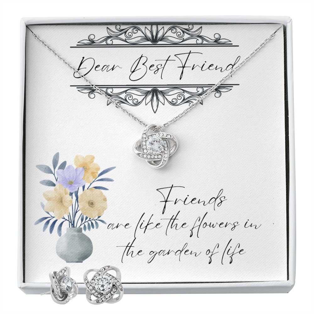 Dear Best Friend - Lovers Knot Necklace & Earring Set