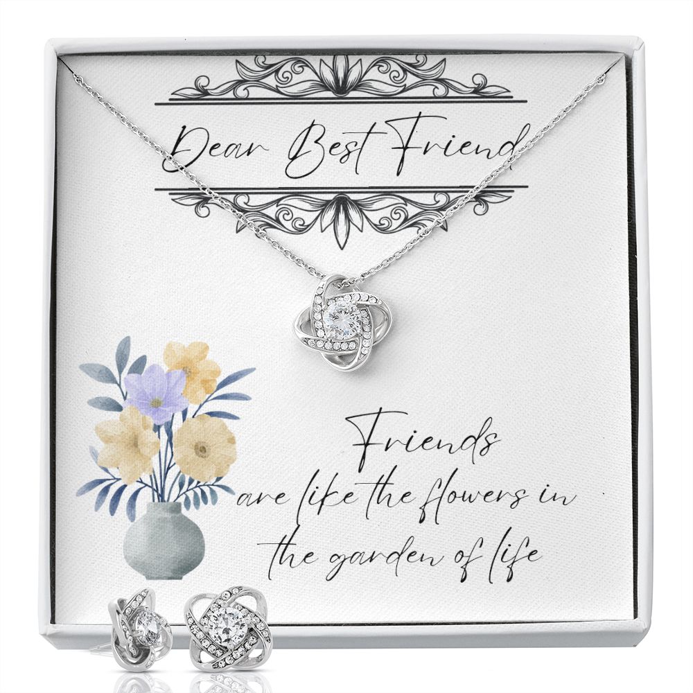 Dear Best Friend - Lovers Knot Necklace & Earring Set