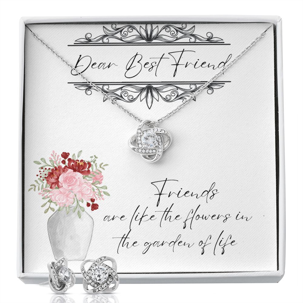 Dear Best Friend - Lovers Knot Necklace & Earring Set