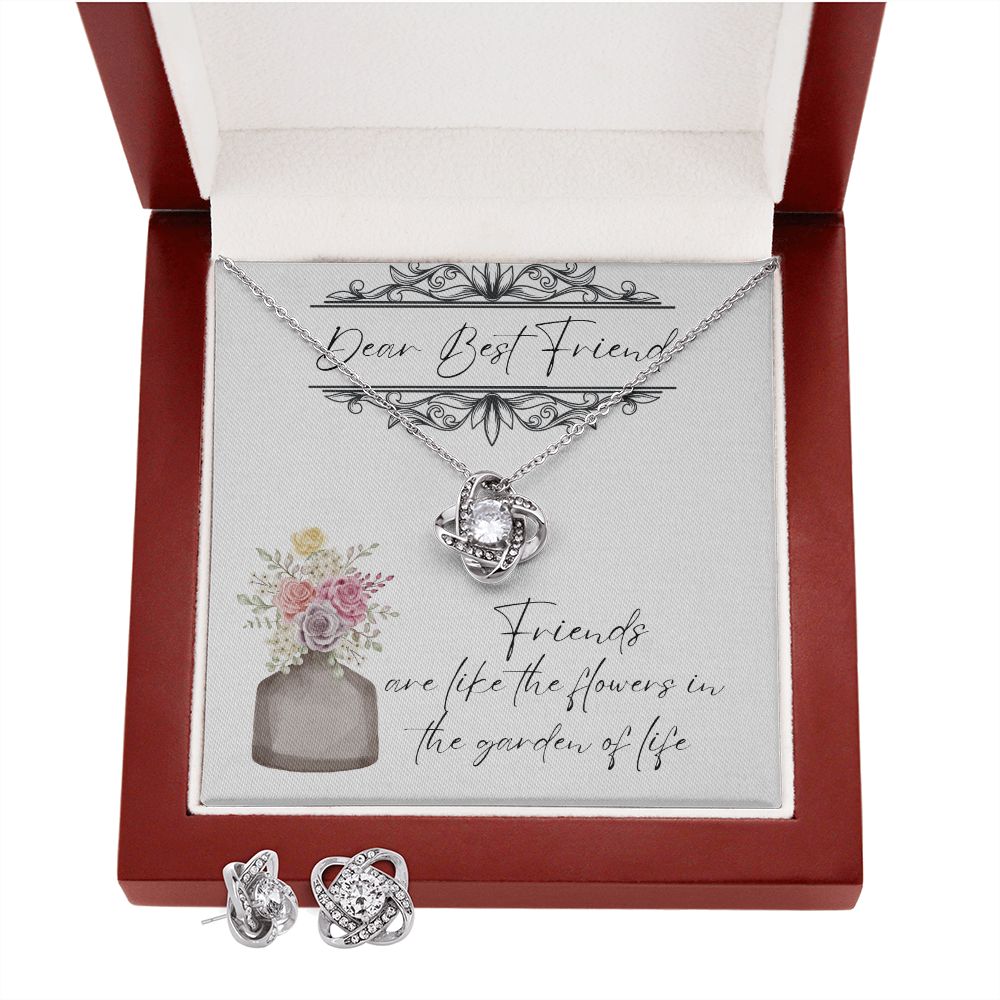 Dear Best Friend - Lovers Knot Necklace & Earring Set