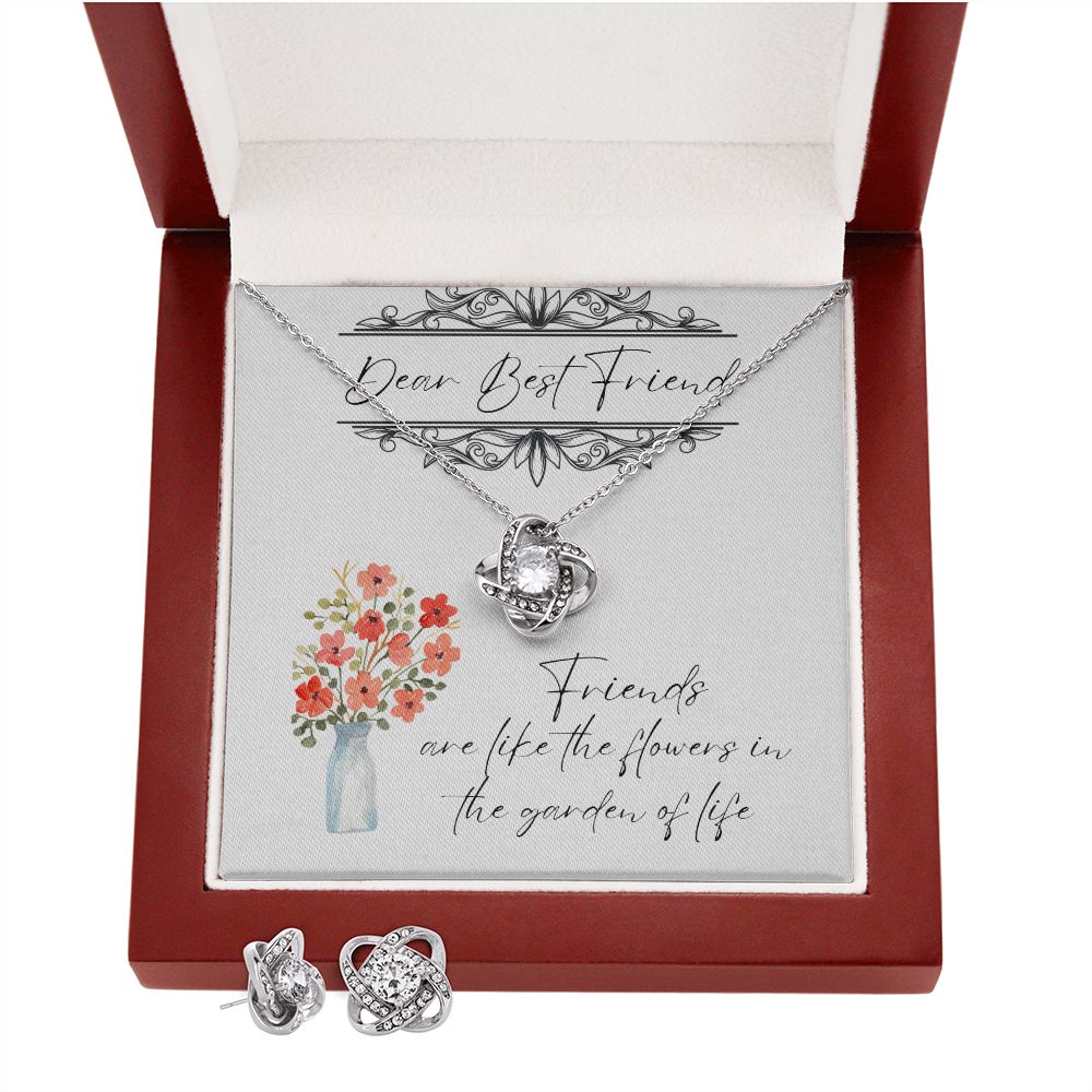 Dear Best Friend - Lovers Knot Necklace & Earring Set
