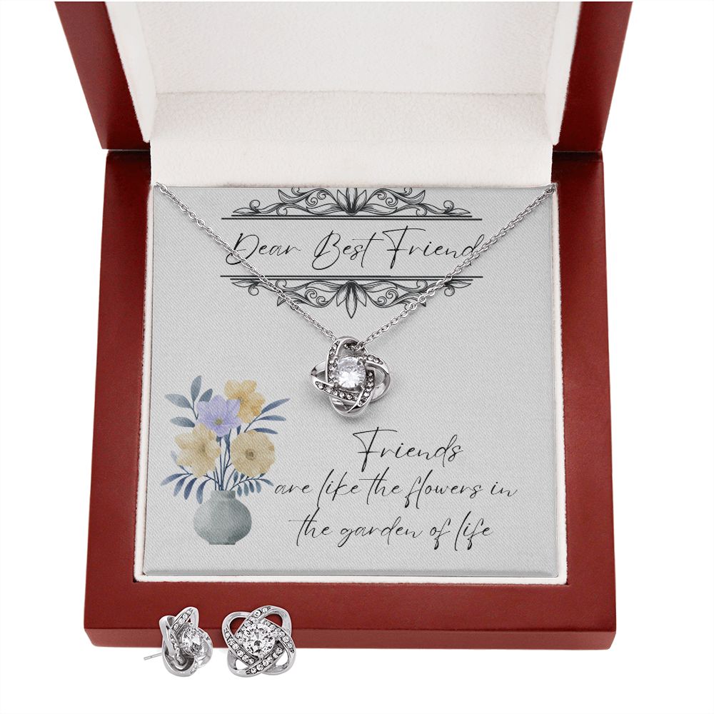 Dear Best Friend - Lovers Knot Necklace & Earring Set