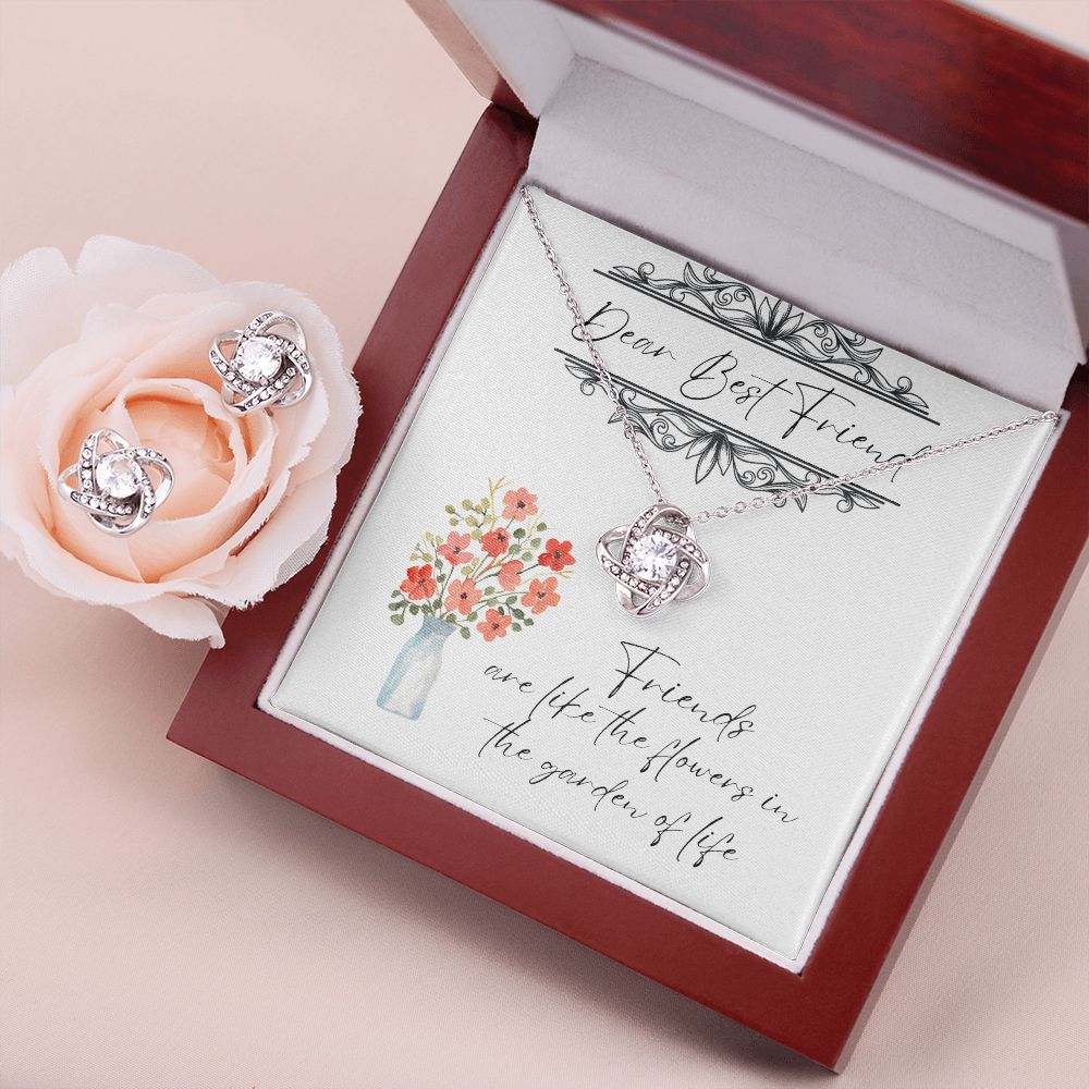 Dear Best Friend - Lovers Knot Necklace & Earring Set