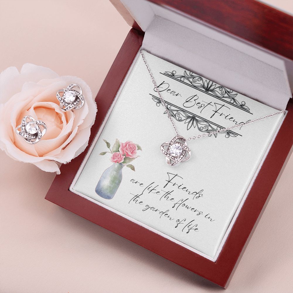 Dear Best Friend - Lovers Knot Necklace & Earring Set