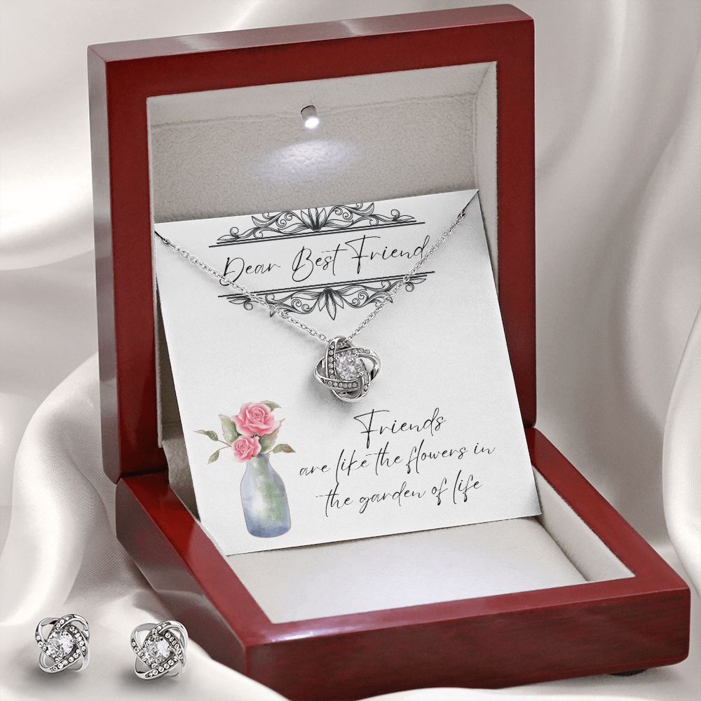 Dear Best Friend - Lovers Knot Necklace & Earring Set