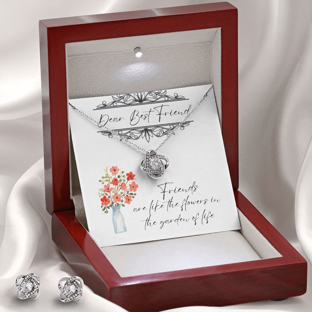 Dear Best Friend - Lovers Knot Necklace & Earring Set