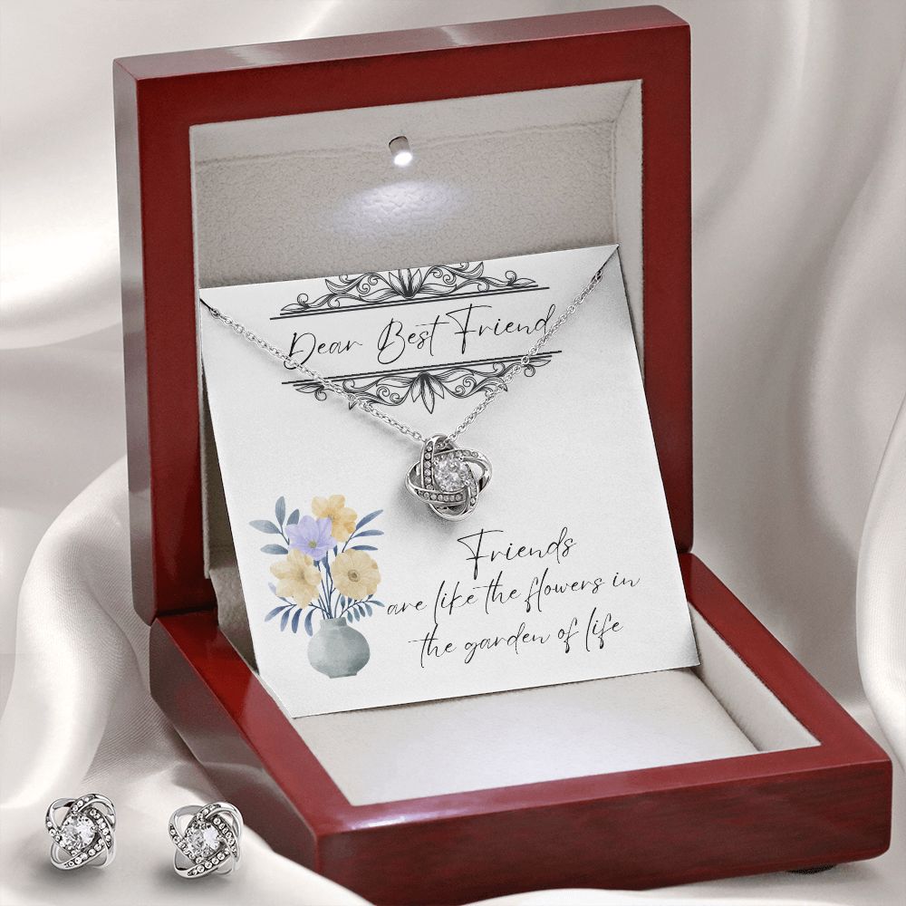 Dear Best Friend - Lovers Knot Necklace & Earring Set