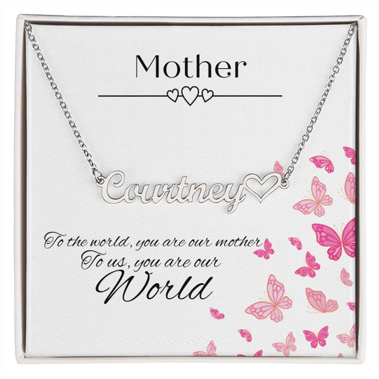 Personalised Name Necklace With Heart & Message Card