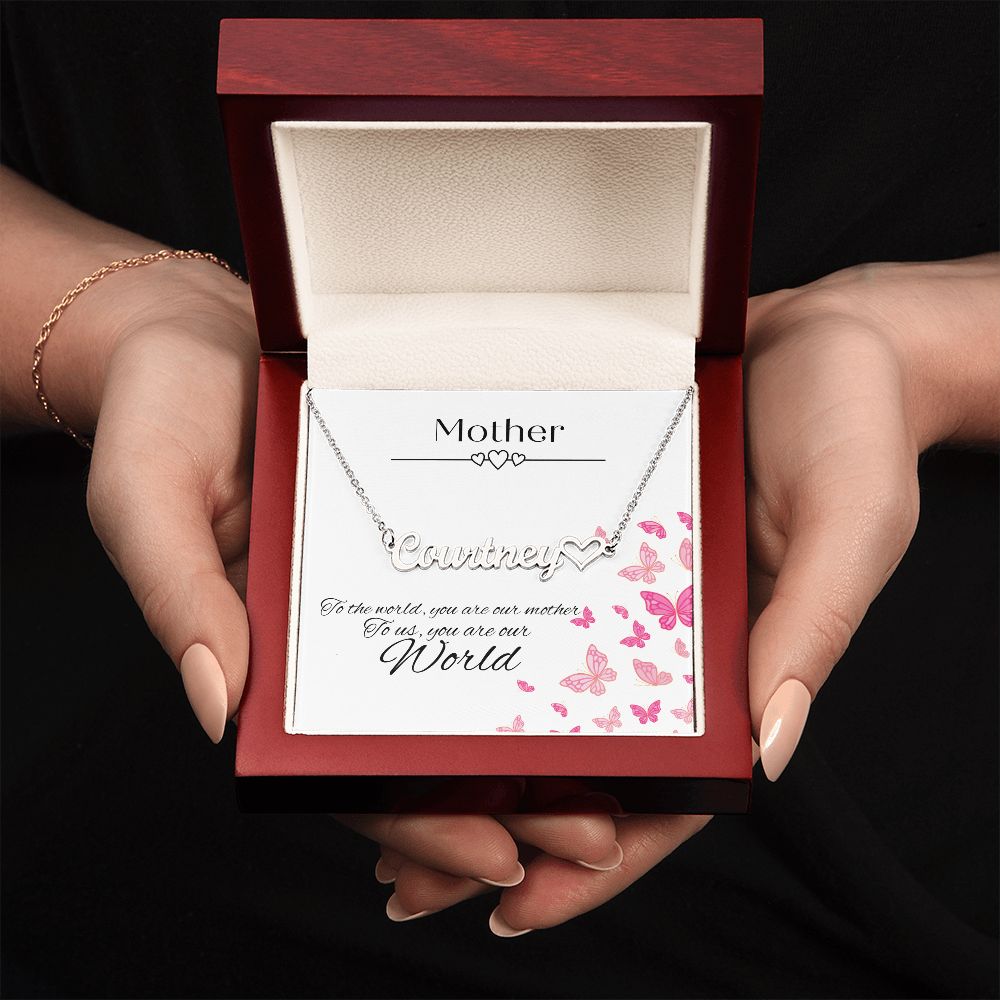 Personalised Name Necklace With Heart & Message Card