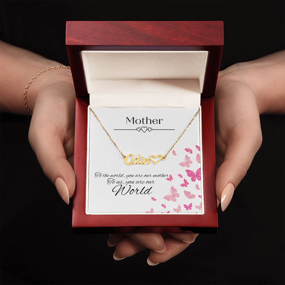 Personalised Name Necklace With Heart & Message Card